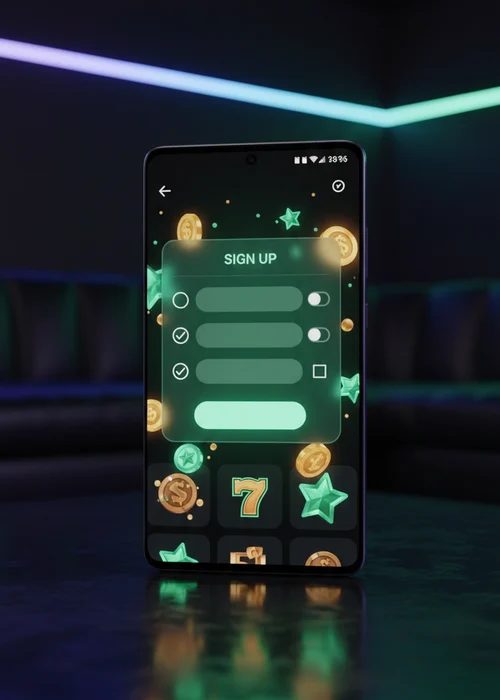 Interface de formulaire d'inscription rapide et sécurisée sur Snake Casino pour accéder aux jeux et bonus.